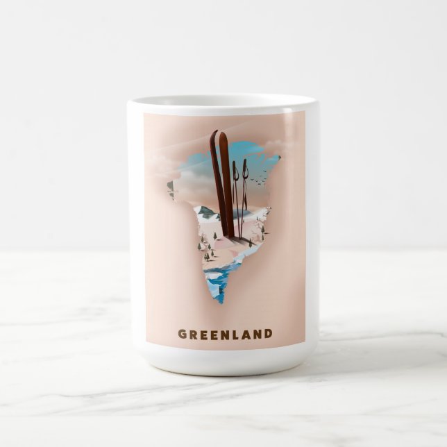 Mug Magic Carte illustrée du Groenland imprimé de l'affiche  (Centre)