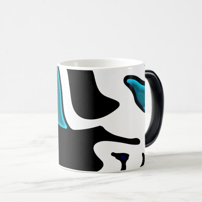 Mug Magic Charge de profondeur : noir, blanc et bleu Abstrai (Devant droit)