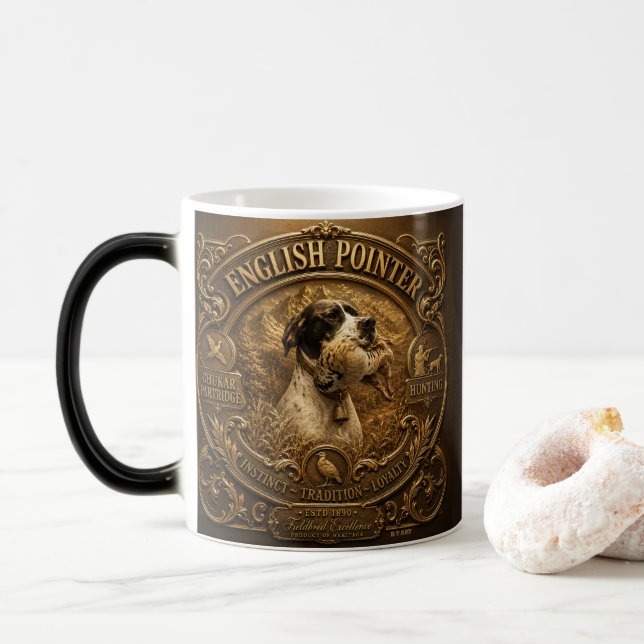 Mug Magic Chasse au Pointer Anglais ,Perdrix Chukar (Avec donut)
