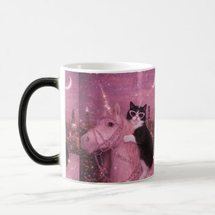 Mug Magic Chat Licorne Glamour sous une Ville Étincelante   