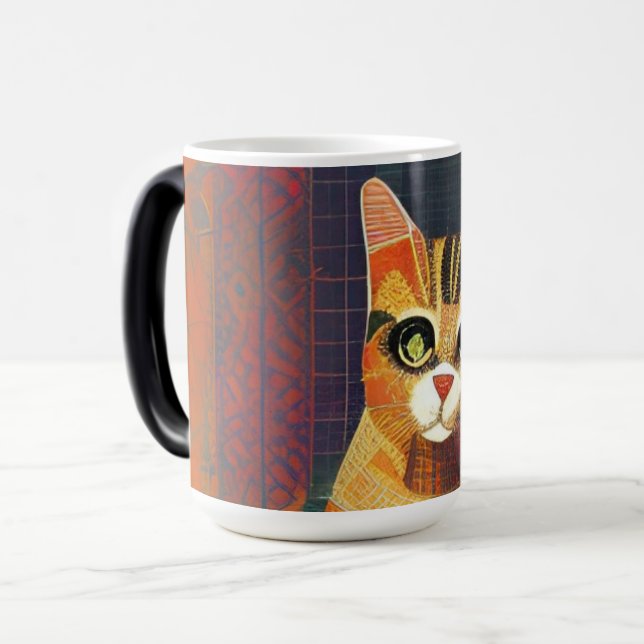 Mug Magic Chat mosaïque marocaine abstraite art portrait kit (Devant gauche)