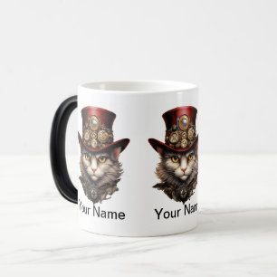 Mug Magic Chat Steampunk avec chapeau rouge