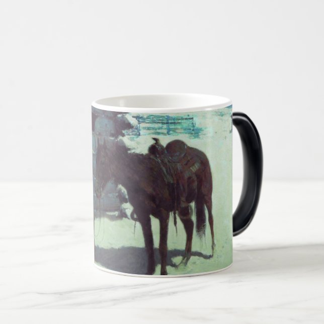 Mug Magic Cheval et Cowboy neige hivernale (Devant droit)