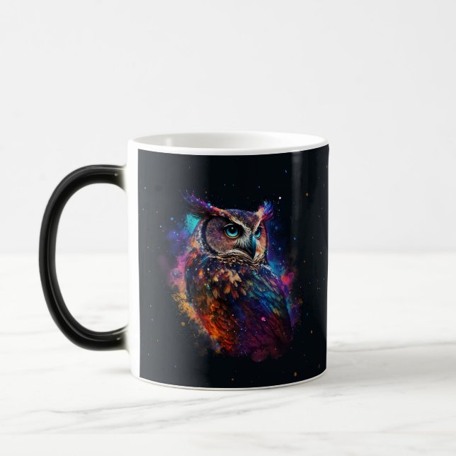 Mug Magic Chouette spatiale colorée (Gauche)