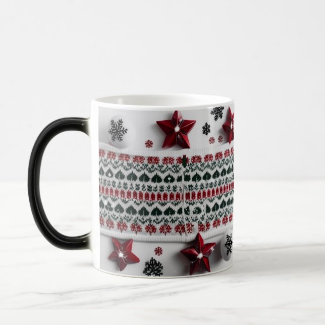 Mug Magic Classic Red & Green Nordic Knit Pattern  (Gauche)