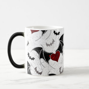 Mug Magic Coeur d'Halloween avec ailes de chauve-souris noir