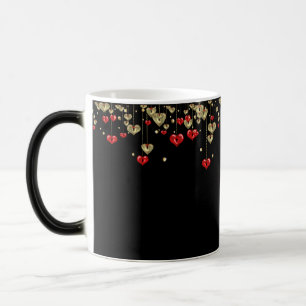Mug Magic Coeurs or et rouge sur arrière - plan noir