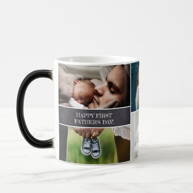 Mug Magic Collage de photos personnalisé Papa Bonne Première (Gauche)