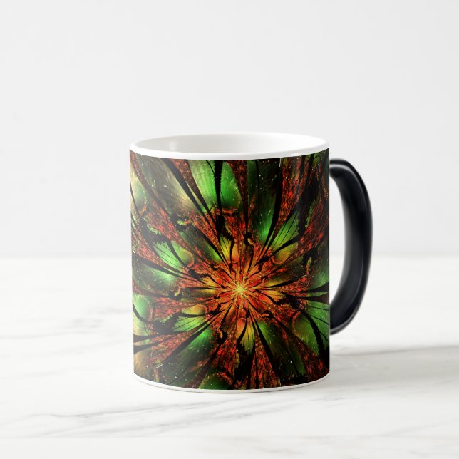 Mug Magic Conception de fleurs fractales abstraites.  (Devant droit)