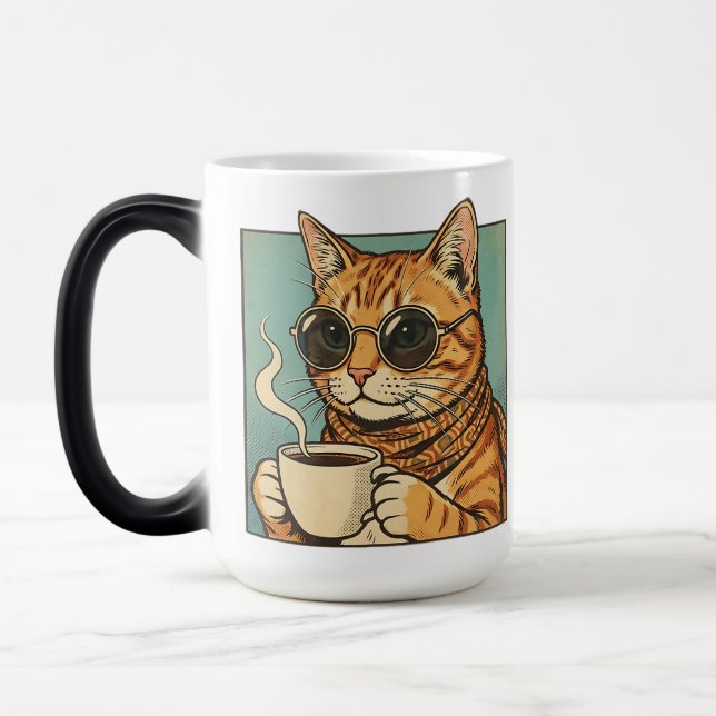 Mug Magic Cool Cat Coffee Retro Style Design for Cat Lovers (Gauche)