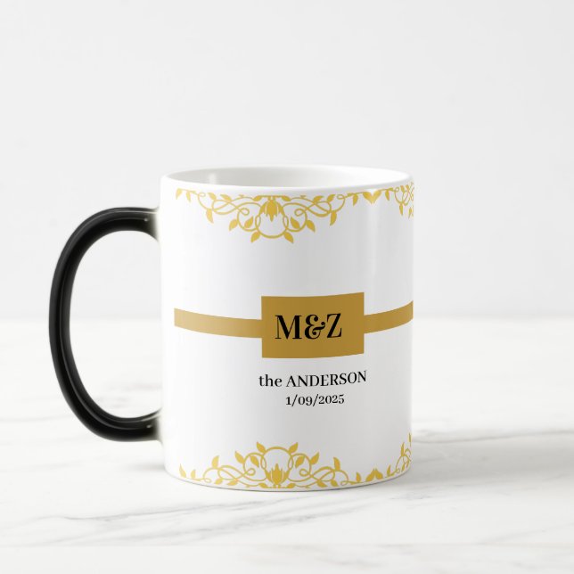 Mug Magic Couple Monogramme mariage date décorative pensionn (Gauche)