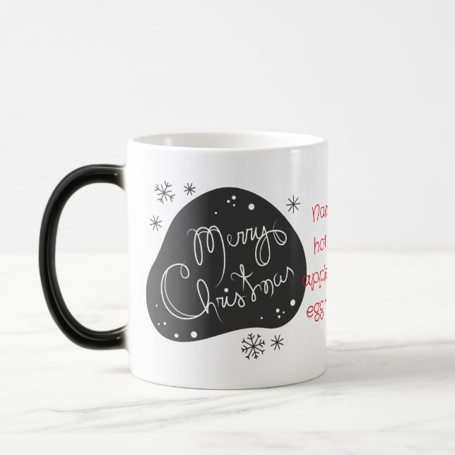 Mug Magic Créez votre propre Noël Joyeux noir et blanc (Gauche)
