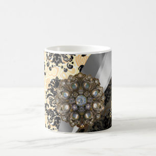 Mug Magic Crème personnalisée joli motif girly damask