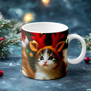 Mug Magic Cute chatons avec le Père Noël et casquettes de re