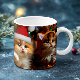 Mug Magic Cute chatons avec le Père Noël et casquettes de re