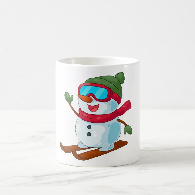 Mug Magic Cute Skiing Snowman Illustration (Centre)