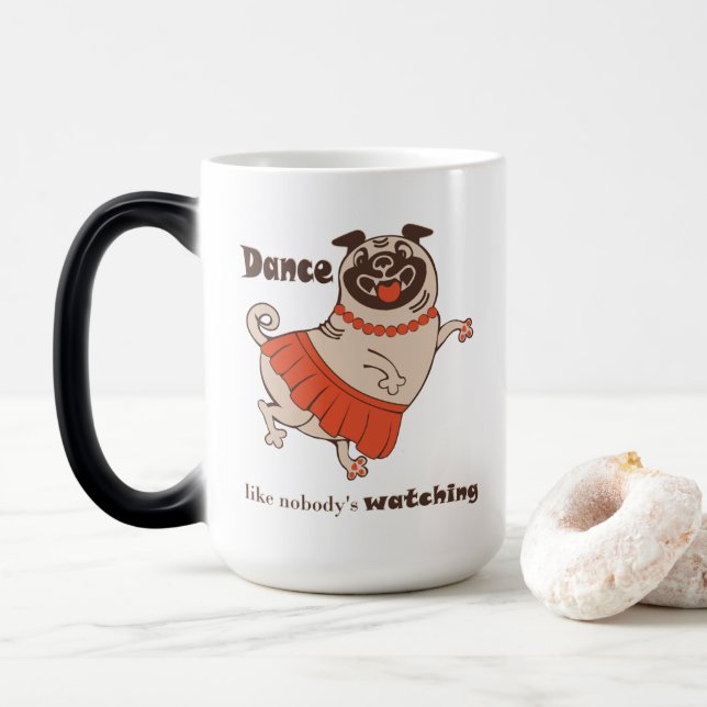 Mug Magic Danse comme personne ne regarde Carlin Girl (Avec donut)
