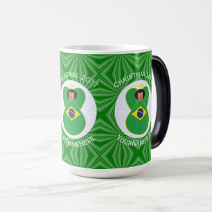 Mug Magic Drapeau personnalisé de l'ange de Noël brésilien