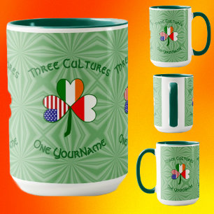 Mug Magic Drapeaux Américains Irlandais Polonais Trèfle Pers