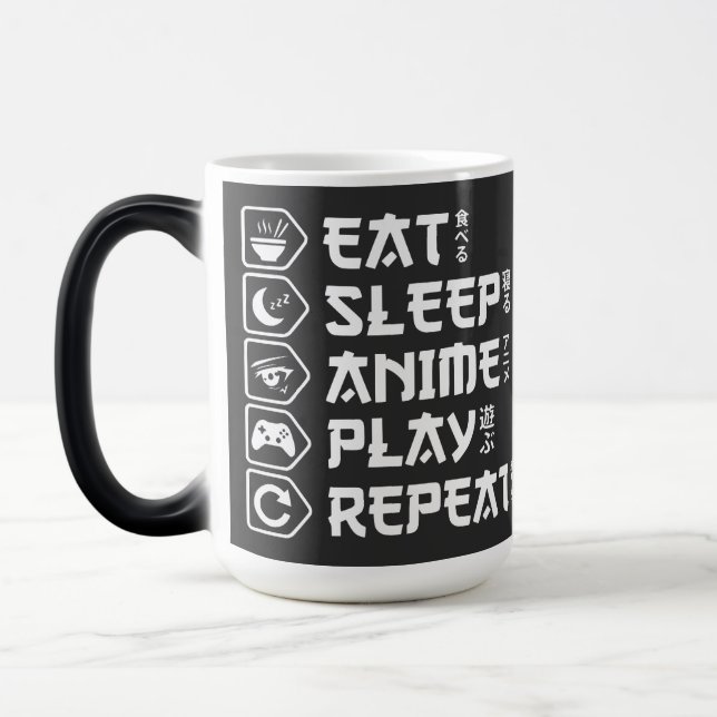 Mug Magic Eat Sleep Anime Play Repeat Otaku Anime Lifestyle (Gauche)