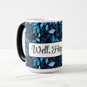 Mug Magic "Eh bien là" Personnalisé Noir & Bleu Botanique