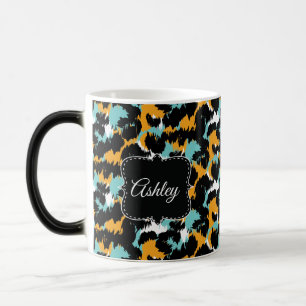 Mug Magic Élégant Cheetah Imprimer Splash Aqua Monogramme Pe