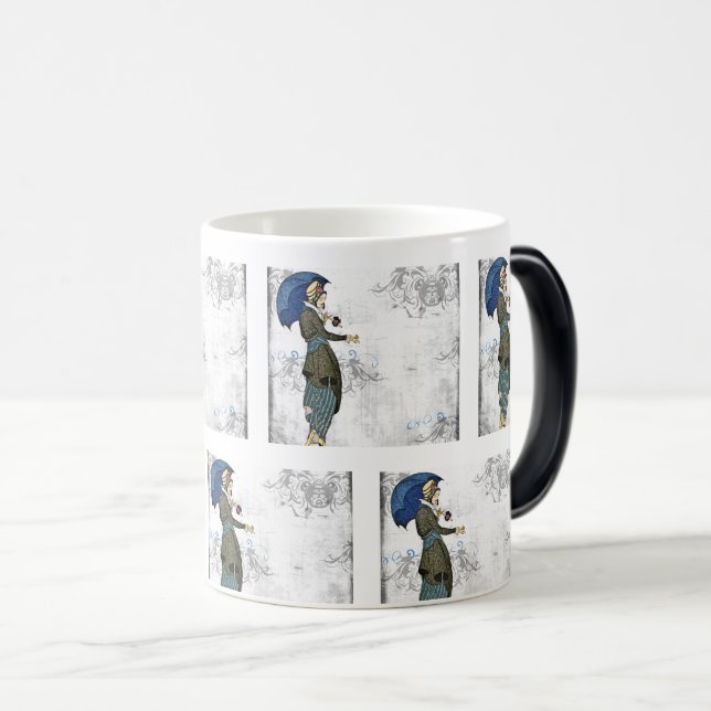 Mug Magic Élégante dame des années 1920 avec parapluie - Vin (Devant droit)
