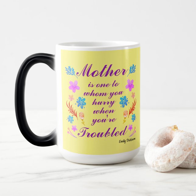 Mug Magic Emily Dickinson cite, Mère's Day cite (Avec donut)