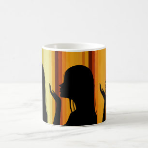 Mug Magic Envoi d'amour : Fille souffler Kiss Silhouette