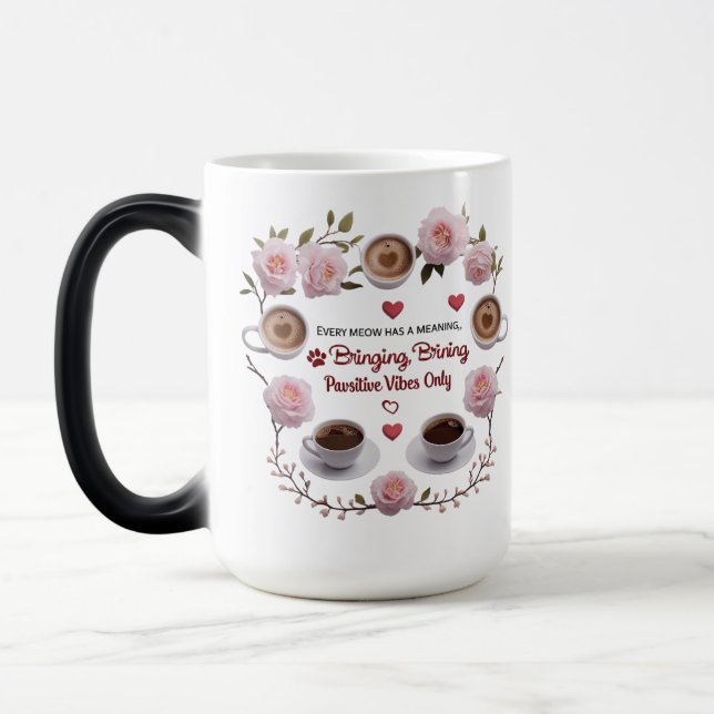Mug Magic Fleur de pawsitive - Morphage magique de café de c (Gauche)