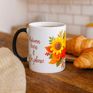 Mug Magic Fleurs de soleil et design floral Citrouille. Auto