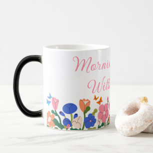 Mug Magic Fleurs roses et bleues Magie du matin avec café