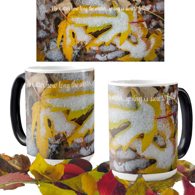 Mug Magic Forêt de novembre : feuilles jaunes sous la neige (Créateur téléchargé)