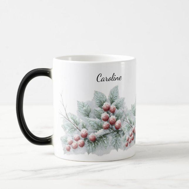 Mug Magic Frosted Winter Berry and Spruce Botanical Holiday  (Gauche)