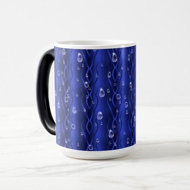 Mug Magic gouttes de pluie sur le métal bleu (Devant gauche)