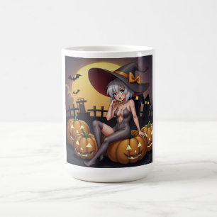 Mug Magic Halloween Anime Sorcière Chaude sur Citrouille de