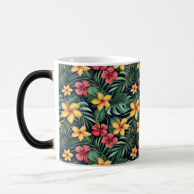 Mug Magic Hibiscus à fleurs tropicales Motif sans couture (Gauche)