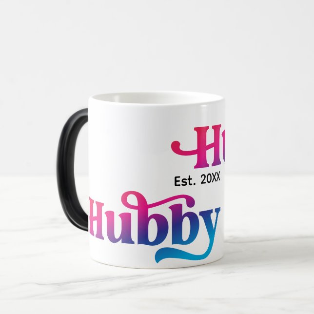Mug Magic Hubby Couple Mariage Anniversaire personnalisé col (Devant gauche)