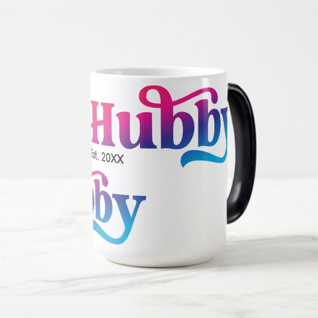 Mug Magic Hubby Couple Mariage Anniversaire personnalisé col (Devant droit)