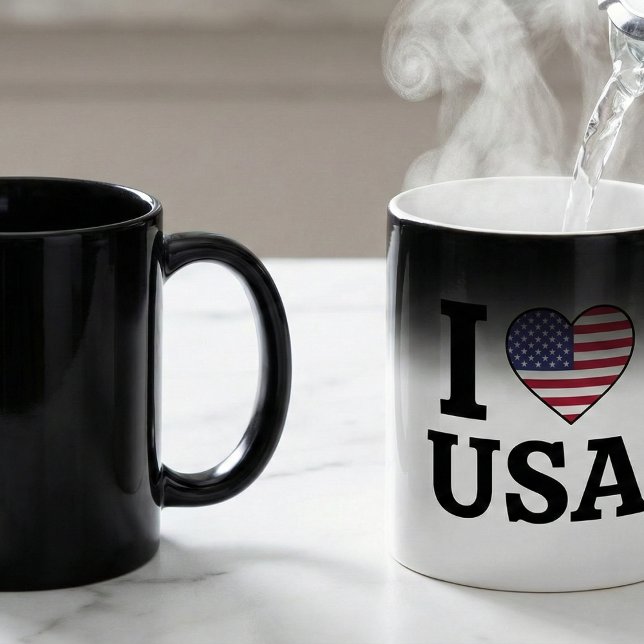 MUG MAGIC "I ❤️ USA" (Patriotism appearing like Magic.)