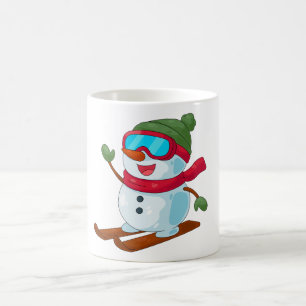 Mug Magic Illustration de bonhomme de neige skiant mignon
