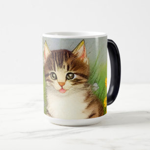 Mug Magic Illustration de chat souriant vintage