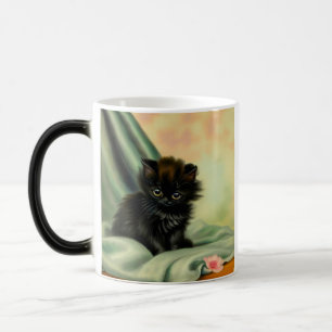 Mug Magic Illustration vintage de Kitten noir
