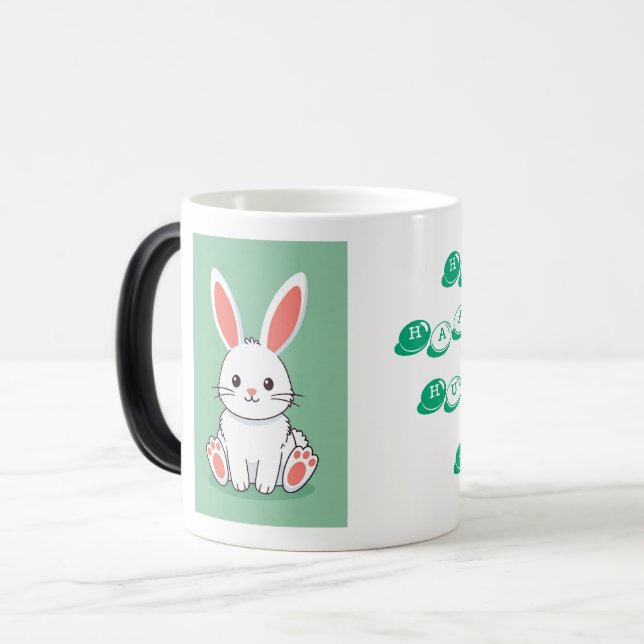 Mug Magic Image de lapin de Pâques blanc (Devant gauche)