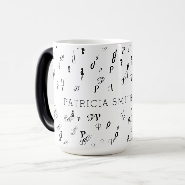 Mug Magic Initiales élégantes & nom Typographie (Devant gauche)