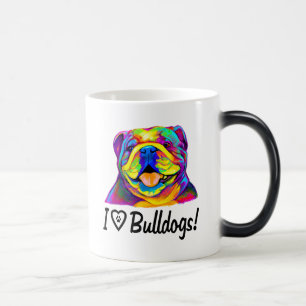 Mug Magic J'aime des bouledogues en couleurs