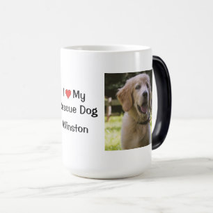 Mug Magic J'aime mon chien Secouru   nom et photo