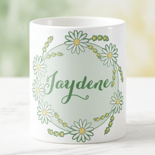 Mug Magic Jaune Vert Pastel Fleur de Daisy Personnalisée
