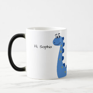 Mug Magic Joli Dinosaure Bleu - Nom personnalisé Sophia