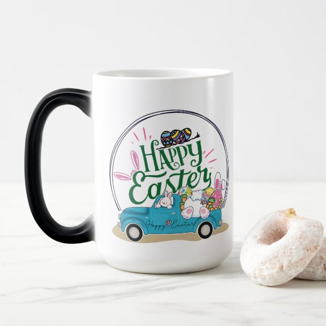 Mug Magic Jour de Pâques amusant Bunny (Avec donut)